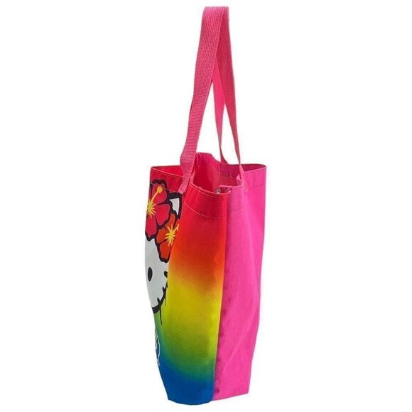 Hello Kitty Hawaiian Rainbow Lightweight Canvas Beach Tote Bag by Sanrio - Picture 2 of 8